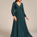 ever BRYM|Robe trapèze à manches longues et taille haute, éblouissante