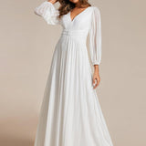 ever BRYM|Robe trapèze à manches longues et taille haute, éblouissante