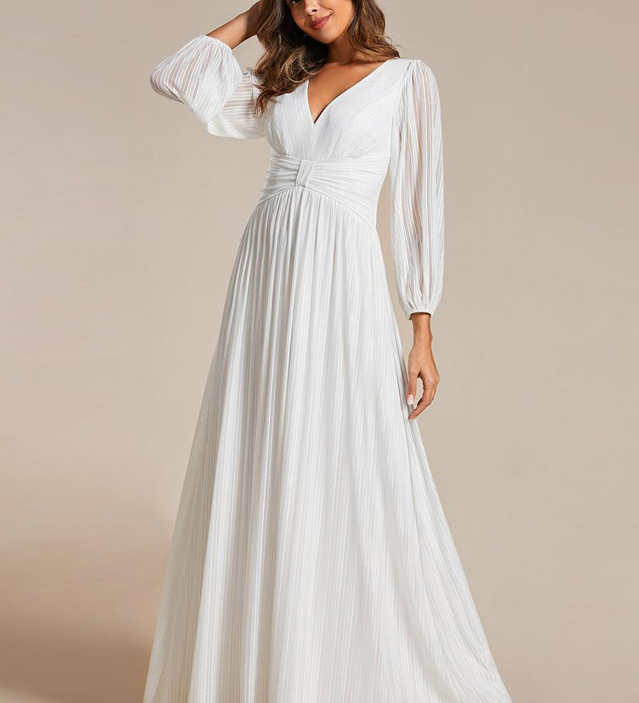 ever BRYM|Robe trapèze à manches longues et taille haute, éblouissante