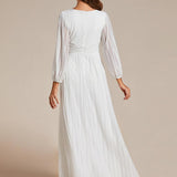 ever BRYM|Robe trapèze à manches longues et taille haute, éblouissante