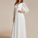 ever BRYM|Robe trapèze à manches longues et taille haute, éblouissante
