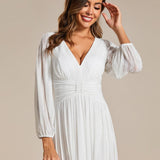 ever BRYM|Robe trapèze à manches longues et taille haute, éblouissante