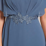 ever LILAS|Robe Formelle élégante à Manches Courtes Et Taille Trapèze Avec Ourlet En Feuille De Lotus