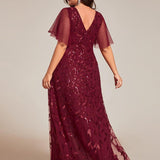 ever ALIX|Robes de soirée pailletées à col en V et fente haute