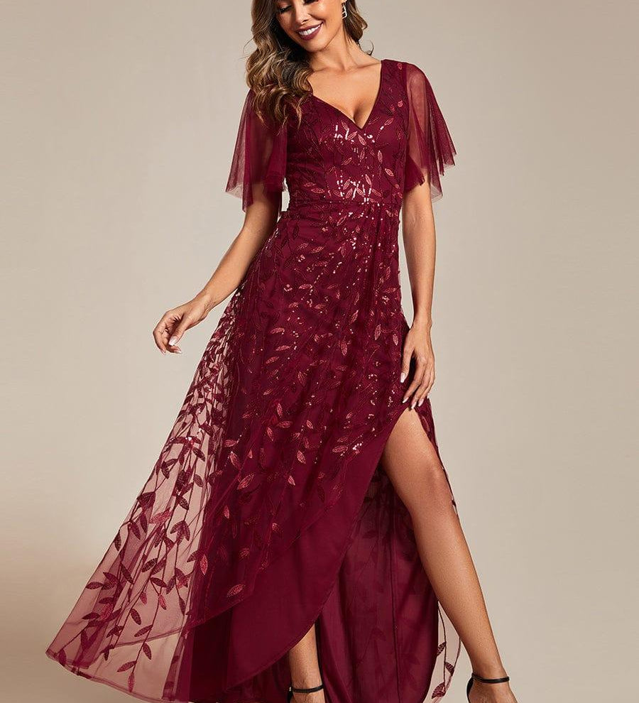 ever ALIX|Robes de soirée pailletées à col en V et fente haute
