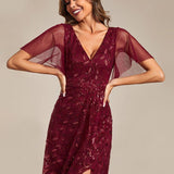 ever ALIX|Robes de soirée pailletées à col en V et fente haute