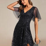 ever ALIX|Robes de soirée pailletées à col en V et fente haute
