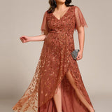 ever ALIX|Robes de soirée pailletées à col en V et fente haute