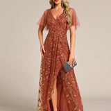 ever ALIX|Robes de soirée pailletées à col en V et fente haute