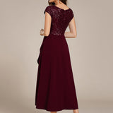 ever BAYLOR|Robe de soirée mi-longue à manches courtes en mousseline asymétrique à sequins