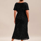 ever PALMER|Robe cérémonie femme mi-longue sirène formelle brodée à paillettes