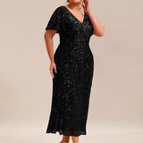 ever PALMER|Robe cérémonie femme mi-longue sirène formelle brodée à paillettes