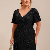 ever PALMER|Robe cérémonie femme mi-longue sirène formelle brodée à paillettes