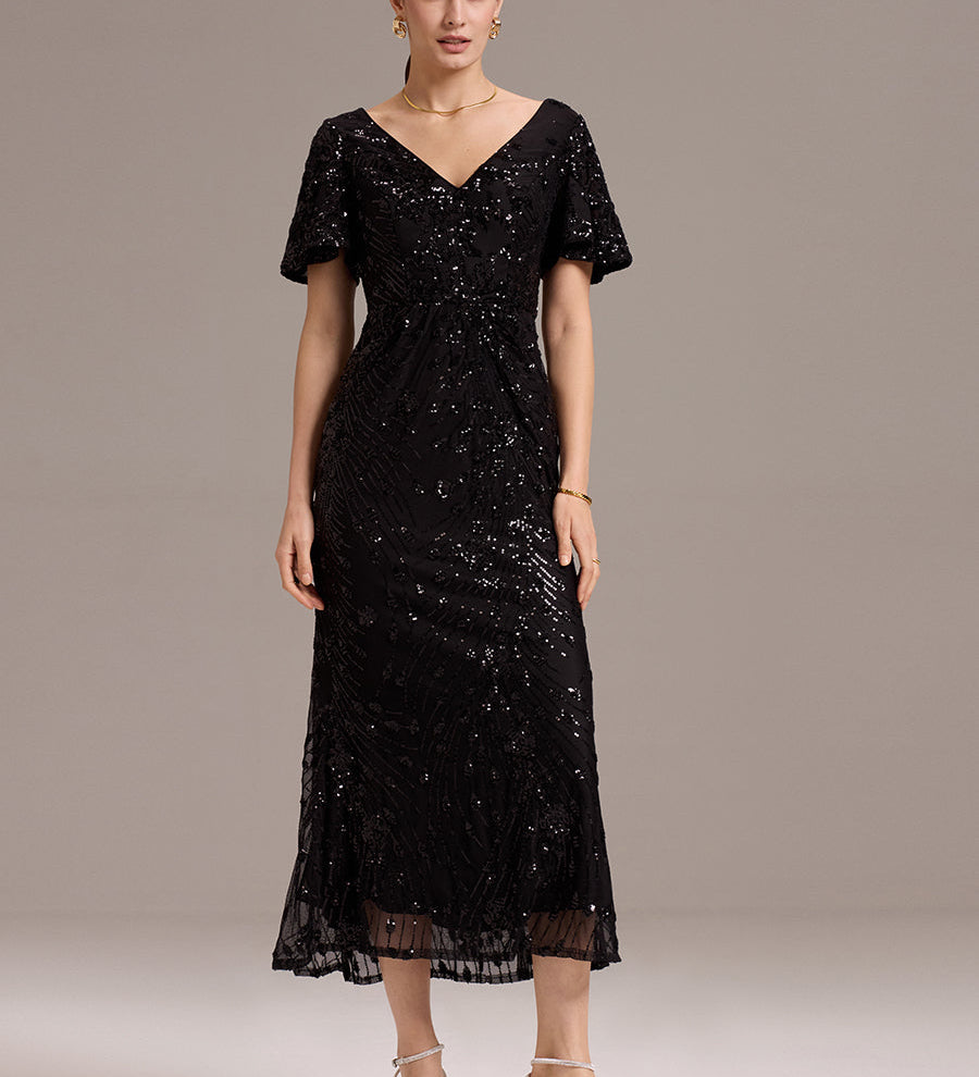 ever PALMER|Robe de soirée sirène brodée de paillettes