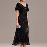 ever PALMER|Robe cérémonie femme mi-longue sirène formelle brodée à paillettes
