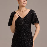 ever PALMER|Robe de soirée sirène brodée de paillettes
