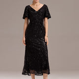 ever PALMER|Robe cérémonie femme mi-longue sirène formelle brodée à paillettes