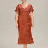 ever PALMER|Robe cérémonie femme mi-longue sirène formelle brodée à paillettes