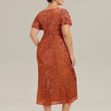 ever PALMER|Robe cérémonie femme mi-longue sirène formelle brodée à paillettes
