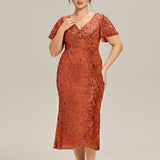 ever PALMER|Robe cérémonie femme mi-longue sirène formelle brodée à paillettes