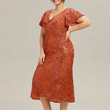 ever PALMER|Robe cérémonie femme mi-longue sirène formelle brodée à paillettes