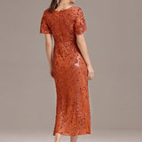 ever PALMER|Robe cérémonie femme mi-longue sirène formelle brodée à paillettes