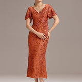 ever PALMER|Robe cérémonie femme mi-longue sirène formelle brodée à paillettes
