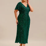 ever PALMER|Robe cérémonie femme mi-longue sirène formelle brodée à paillettes