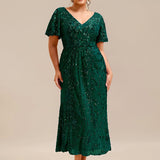 ever PALMER|Robe cérémonie femme mi-longue sirène formelle brodée à paillettes