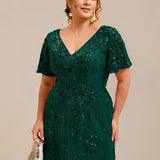ever PALMER|Robe cérémonie femme mi-longue sirène formelle brodée à paillettes
