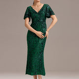ever PALMER|Robe cérémonie femme mi-longue sirène formelle brodée à paillettes