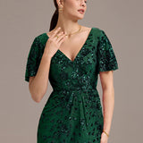 ever PALMER|Robe cérémonie femme mi-longue sirène formelle brodée à paillettes