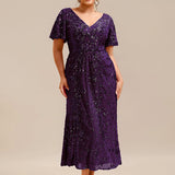 ever PALMER|Robe cérémonie femme mi-longue sirène formelle brodée à paillettes