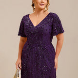 ever PALMER|Robe cérémonie femme mi-longue sirène formelle brodée à paillettes