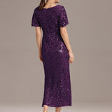 ever PALMER|Robe cérémonie femme mi-longue sirène formelle brodée à paillettes