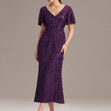 ever PALMER|Robe cérémonie femme mi-longue sirène formelle brodée à paillettes