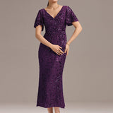ever PALMER|Robe cérémonie femme mi-longue sirène formelle brodée à paillettes