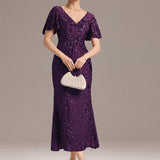 ever PALMER|Robe cérémonie femme mi-longue sirène formelle brodée à paillettes