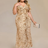 ever PALMER|Robe cérémonie femme mi-longue sirène formelle brodée à paillettes