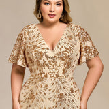 ever PALMER|Robe cérémonie femme mi-longue sirène formelle brodée à paillettes
