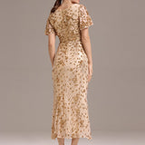 ever PALMER|Robe cérémonie femme mi-longue sirène formelle brodée à paillettes