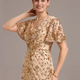 ever PALMER|Robe cérémonie femme mi-longue sirène formelle brodée à paillettes