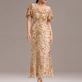 ever PALMER|Robe cérémonie femme mi-longue sirène formelle brodée à paillettes
