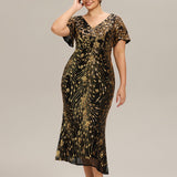 ever PALMER|Robe cérémonie femme mi-longue sirène formelle brodée à paillettes