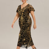 ever PALMER|Robe cérémonie femme mi-longue sirène formelle brodée à paillettes