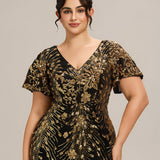 ever PALMER|Robe cérémonie femme mi-longue sirène formelle brodée à paillettes