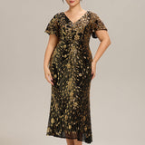 ever PALMER|Robe cérémonie femme mi-longue sirène formelle brodée à paillettes