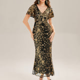 ever PALMER|Robe cérémonie femme mi-longue sirène formelle brodée à paillettes