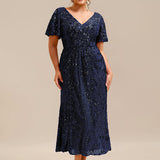 ever PALMER|Robe cérémonie femme mi-longue sirène formelle brodée à paillettes