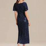 ever PALMER|Robe cérémonie femme mi-longue sirène formelle brodée à paillettes